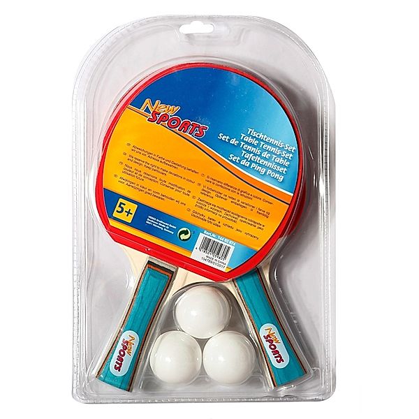 New Sports Tischtennis-Set, 2 Schläger + 3 Bälle