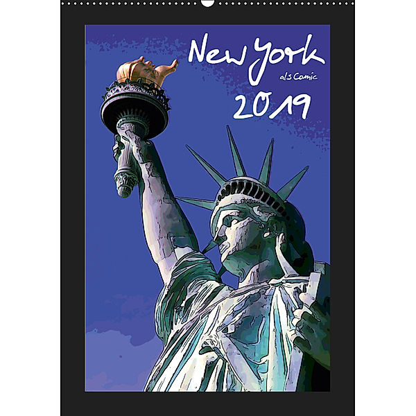 New York als Comic (Wandkalender 2019 DIN A2 hoch), Reiner Silberstein