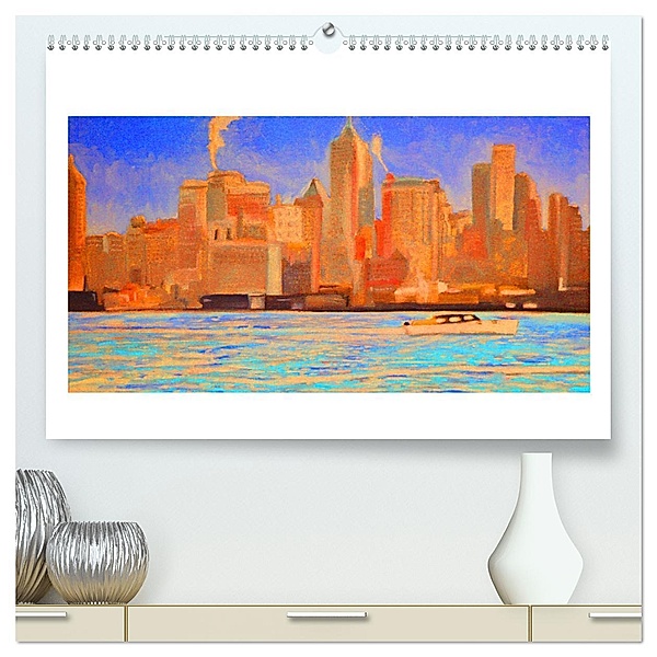 New York - Ansichten (hochwertiger Premium Wandkalender 2025 DIN A2 quer), Kunstdruck in Hochglanz, Calvendo, MINO Stefan Bächler