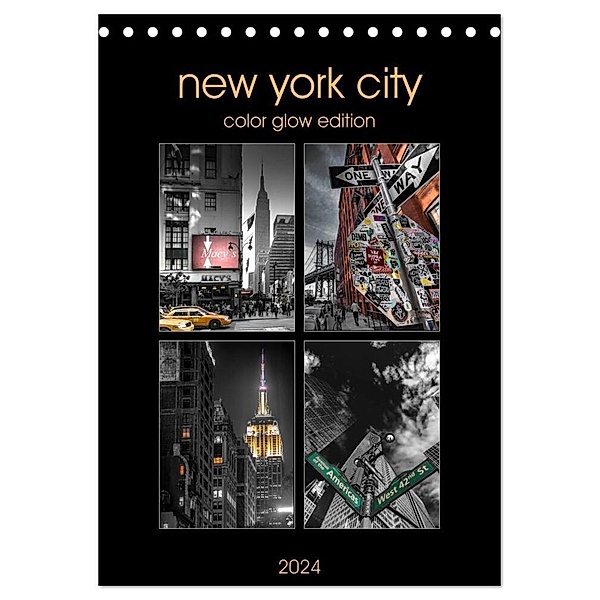 New York City - Color Glow Edition (Tischkalender 2024 DIN A5 hoch), CALVENDO Monatskalender, Kurt Krause
