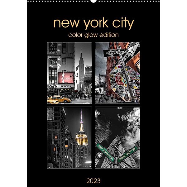 New York City - Color Glow Edition (Wandkalender 2023 DIN A2 hoch), Kurt Krause