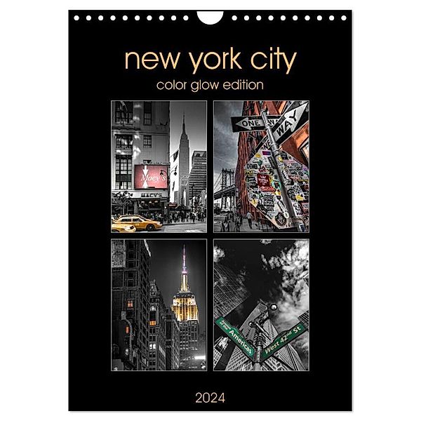New York City - Color Glow Edition (Wandkalender 2024 DIN A4 hoch), CALVENDO Monatskalender, Kurt Krause