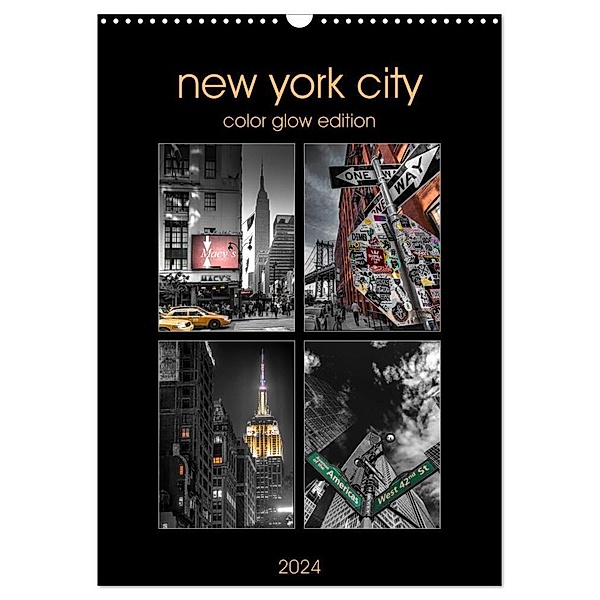 New York City - Color Glow Edition (Wandkalender 2024 DIN A3 hoch), CALVENDO Monatskalender, Kurt Krause