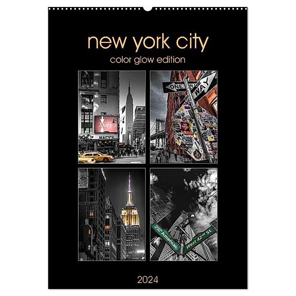 New York City - Color Glow Edition (Wandkalender 2024 DIN A2 hoch), CALVENDO Monatskalender, Kurt Krause