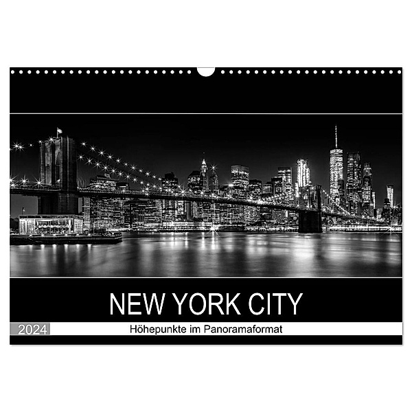 NEW YORK CITY Höhepunkte im Panoramaformat (Wandkalender 2024 DIN A3 quer), CALVENDO Monatskalender, Melanie Viola
