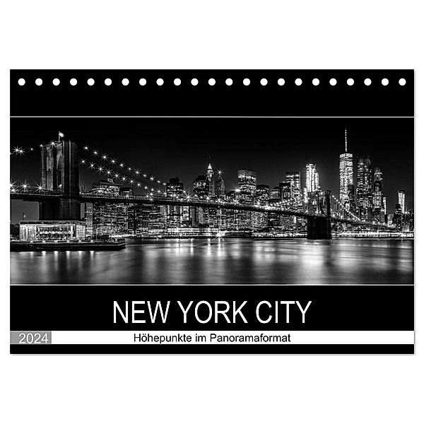 NEW YORK CITY Höhepunkte im Panoramaformat (Tischkalender 2024 DIN A5 quer), CALVENDO Monatskalender, Melanie Viola