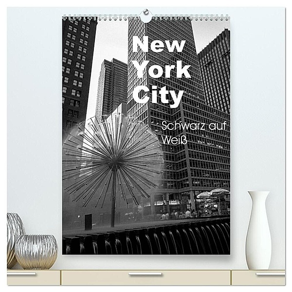 New York City Schwarz auf Weiß (hochwertiger Premium Wandkalender 2024 DIN A2 hoch), Kunstdruck in Hochglanz, Markus Aatz