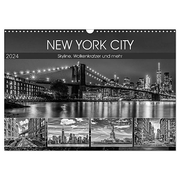 NEW YORK CITY Skyline, Wolkenkratzer und mehr (Wandkalender 2024 DIN A3 quer), CALVENDO Monatskalender, Melanie Viola