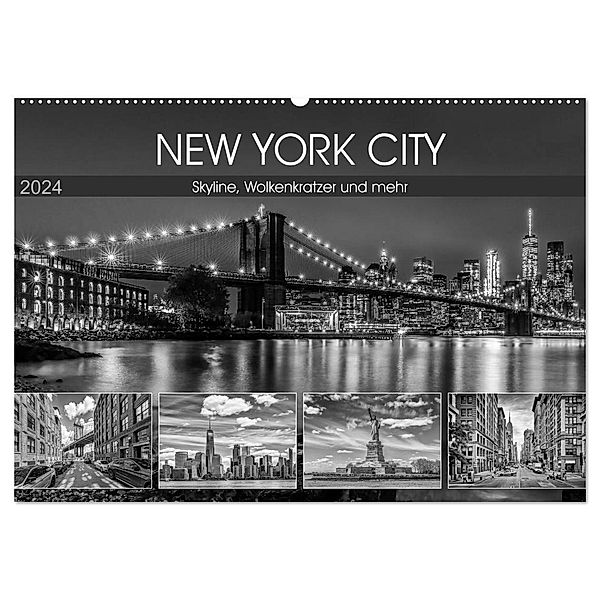 NEW YORK CITY Skyline, Wolkenkratzer und mehr (Wandkalender 2024 DIN A2 quer), CALVENDO Monatskalender, Melanie Viola