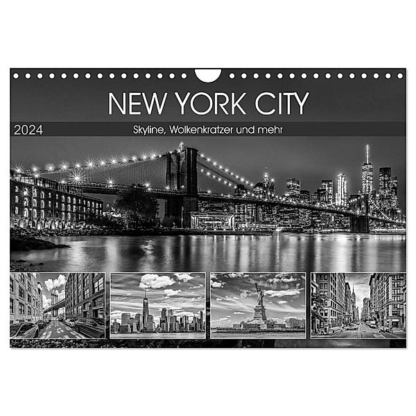 NEW YORK CITY Skyline, Wolkenkratzer und mehr (Wandkalender 2024 DIN A4 quer), CALVENDO Monatskalender, Melanie Viola