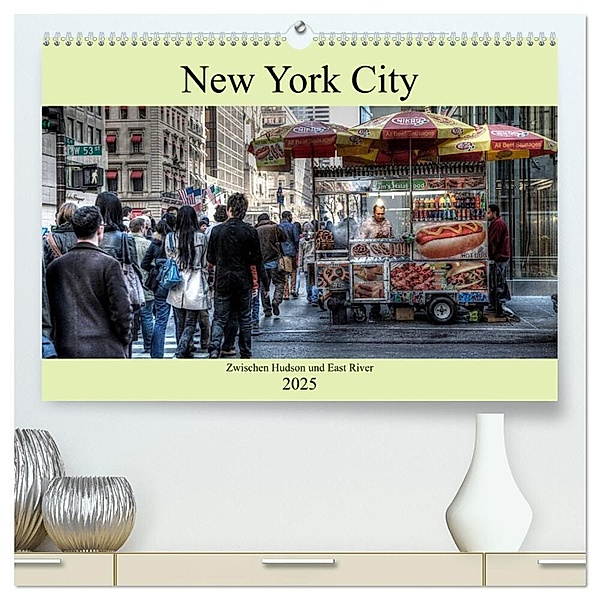New York City - Zwischen Hudson und East River (hochwertiger Premium Wandkalender 2025 DIN A2 quer), Kunstdruck in Hochglanz, Calvendo, Peter Härlein