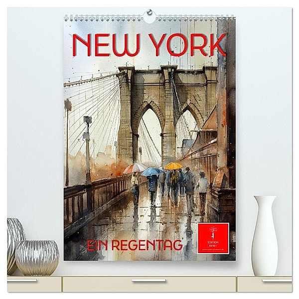 New York - ein Regentag (hochwertiger Premium Wandkalender 2024 DIN A2 hoch), Kunstdruck in Hochglanz, Peter Roder
