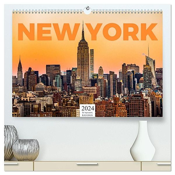 New York - Eine Weltstadt (hochwertiger Premium Wandkalender 2024 DIN A2 quer), Kunstdruck in Hochglanz, Benjamin Lederer