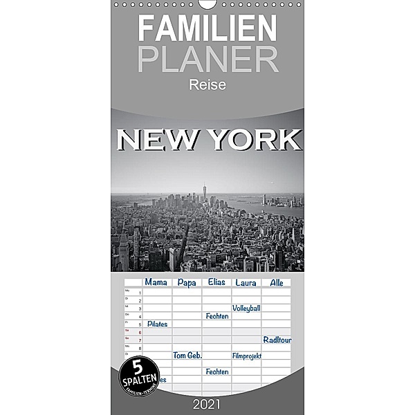 New York in schwarz weiss - Familienplaner hoch (Wandkalender 2021 , 21 cm x 45 cm, hoch), Robert Styppa