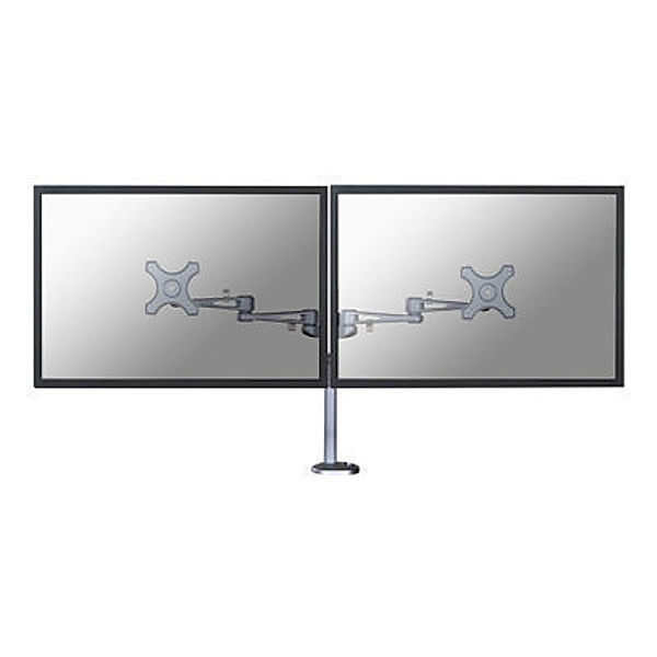 NEWSTAR FPMA-D935DG Desk Mount Grommet Dual Flatscreen 25-68cm 10-27Zoll kipp-dreh-schwenkbar VESA 75x75/100x100mm pivot 12kg silber