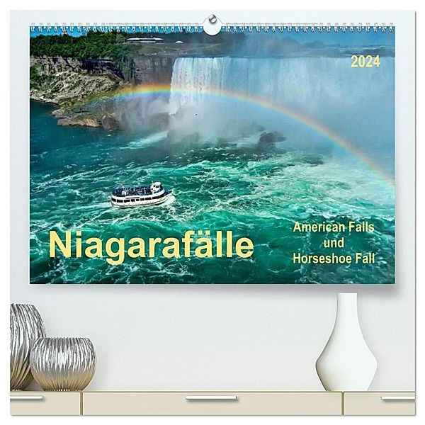 Niagarafälle - American Falls und Horseshoe Fall (hochwertiger Premium Wandkalender 2024 DIN A2 quer), Kunstdruck in Hochglanz, Peter Roder