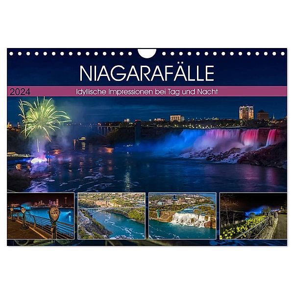 NIAGARAFÄLLE Idyllische Impressionen bei Tag und Nacht (Wandkalender 2024 DIN A4 quer), CALVENDO Monatskalender, Melanie Viola