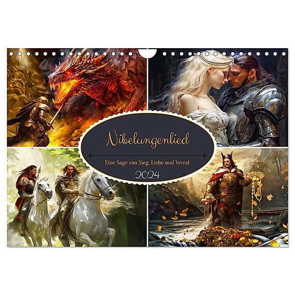 Nibelungenlied - Eine Sage von Sieg, Liebe und Verrat (Wandkalender 2024 DIN A4 quer), CALVENDO Monatskalender, Anja Frost