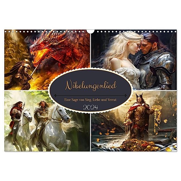 Nibelungenlied - Eine Sage von Sieg, Liebe und Verrat (Wandkalender 2024 DIN A3 quer), CALVENDO Monatskalender, Anja Frost