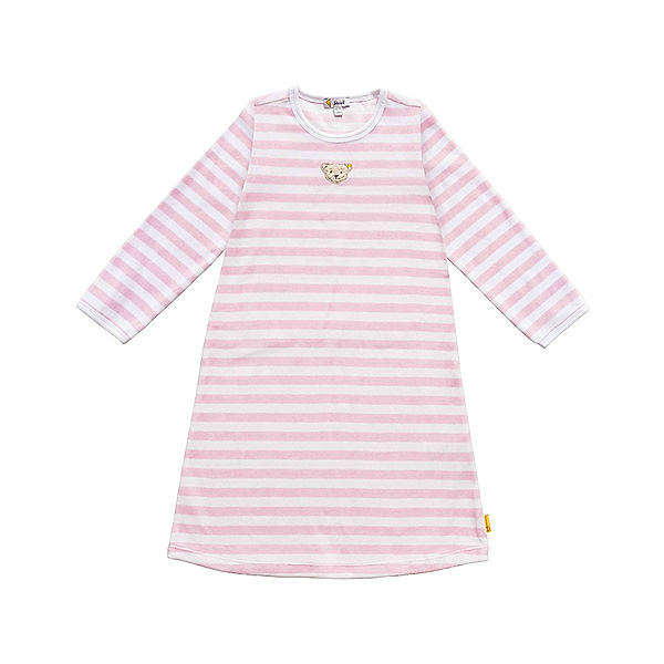 Steiff Nicki-Nachthemd BASIC gestreift in rosa/weiß