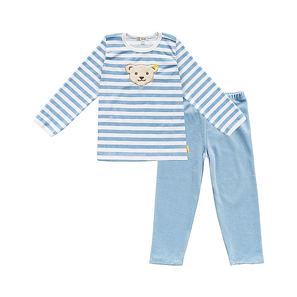 Steiff Nicki-Schlafanzug BASIC gestreift 2-teilig in blau/weiß