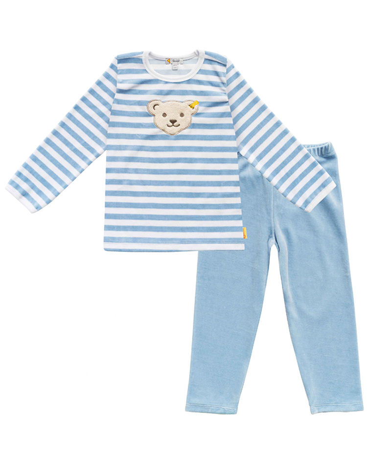 Nicki-Schlafanzug BASIC gestreift 2-teilig in blau weiß | Weltbild.de