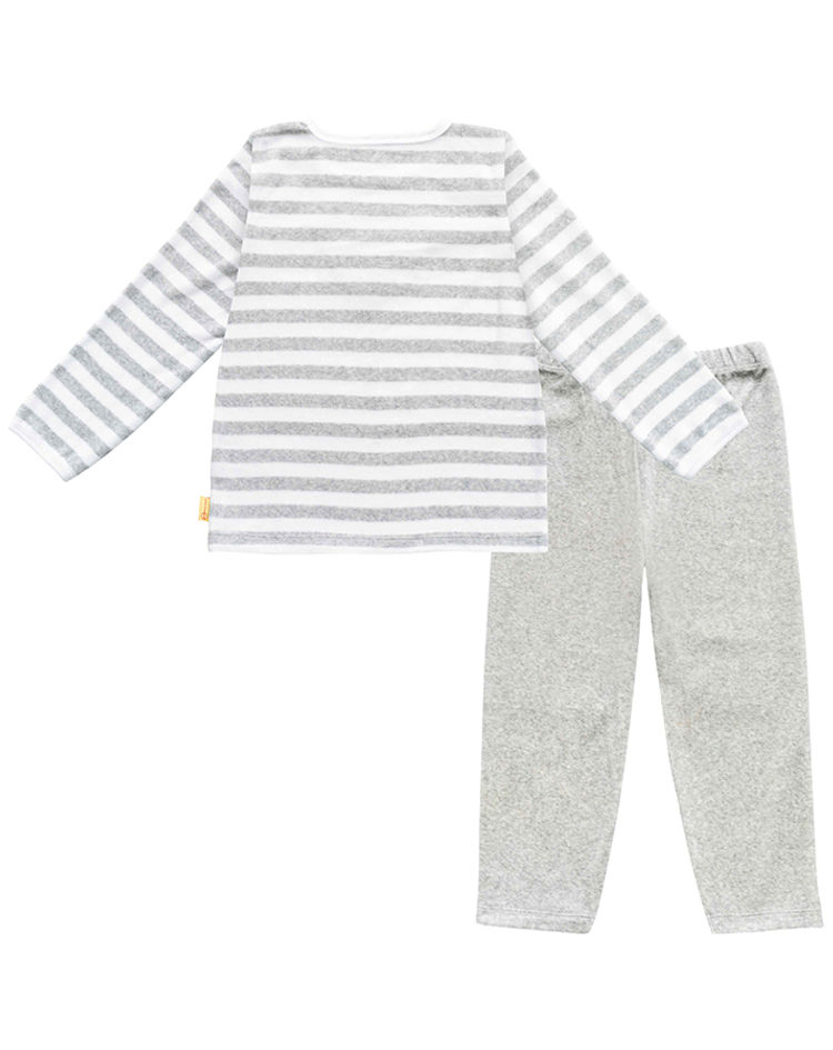 Nicki-Schlafanzug BASIC gestreift 2-teilig in grau weiß | Weltbild.at