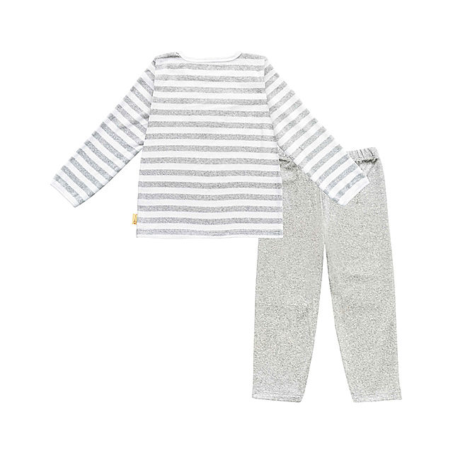 Nicki-Schlafanzug BASIC gestreift 2-teilig in grau weiß kaufen