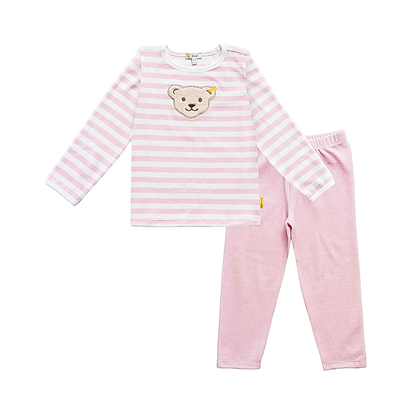 Steiff Nicki-Schlafanzug BASIC gestreift 2-teilig in rosa/weiß