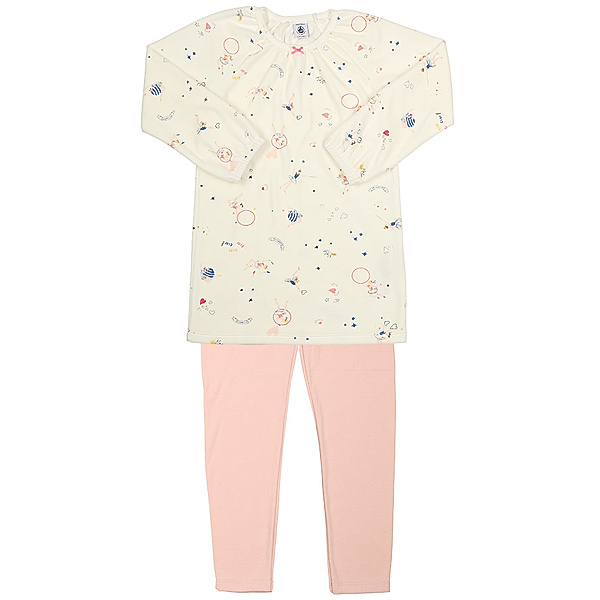 Petit Bateau Nicki-Schlafanzug LAUDINE 2-teilig lang in weiß/rosa