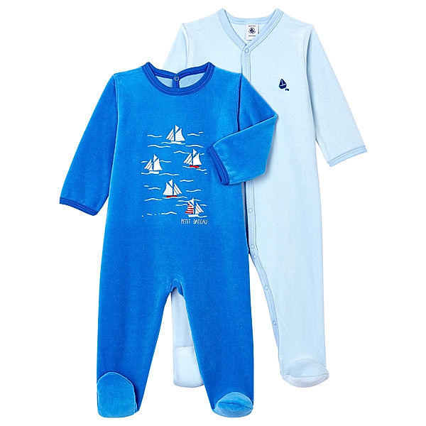 Petit Bateau Nicki-Schlafstrampler TIREX 2er-Pack in ruisseau/jasmin