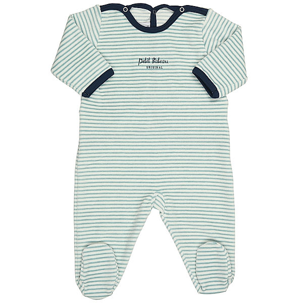 Petit Bateau Nicki-Strampler LANICE mit Fuß in weiß/marine