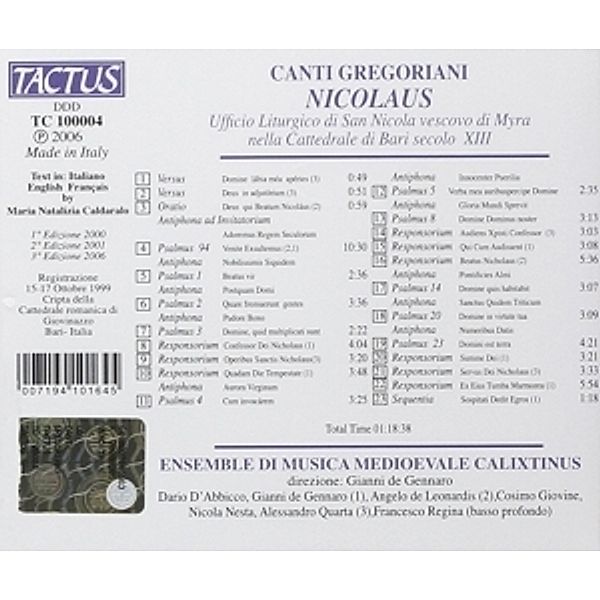 Nicolaus.Die Offizien Aus Bari, Ensemble Calixtinus