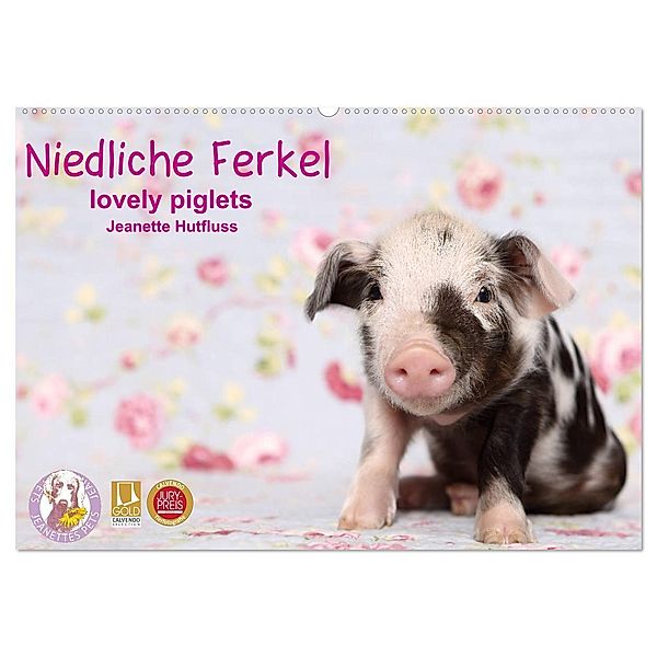 Niedliche Ferkel lovely piglets 2024 (Wandkalender 2024 DIN A2 quer), CALVENDO Monatskalender, Jeanette Hutfluss