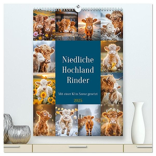 Niedliche Hochland Rinder (hochwertiger Premium Wandkalender 2025 DIN A2 hoch), Kunstdruck in Hochglanz, Calvendo, Steffen Gierok-Latniak