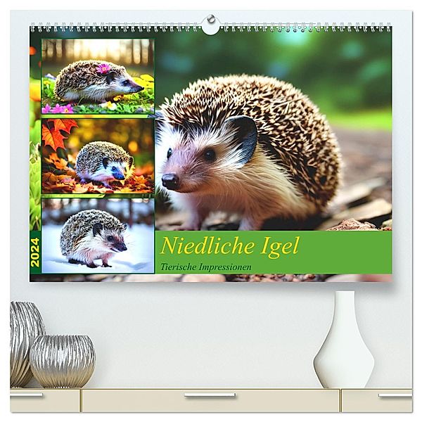 Niedliche Igel (hochwertiger Premium Wandkalender 2024 DIN A2 quer), Kunstdruck in Hochglanz, Steffani Lehmann