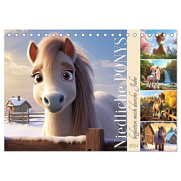 Niedliche Ponys (Tischkalender 2024 DIN A5 quer), CALVENDO Monatskalender, Sabine Löwer