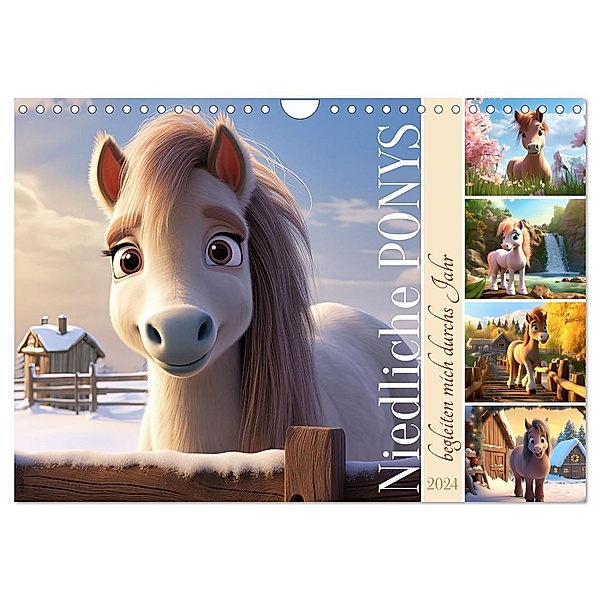 Niedliche Ponys (Wandkalender 2024 DIN A4 quer), CALVENDO Monatskalender, Sabine Löwer