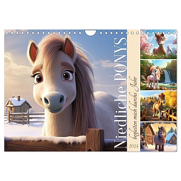 Niedliche Ponys (Wandkalender 2024 DIN A4 quer), CALVENDO Monatskalender, Sabine Löwer