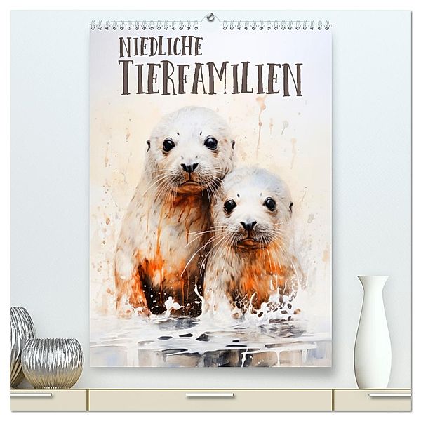Niedliche Tierfamilien (hochwertiger Premium Wandkalender 2024 DIN A2 hoch), Kunstdruck in Hochglanz, Melanie Viola