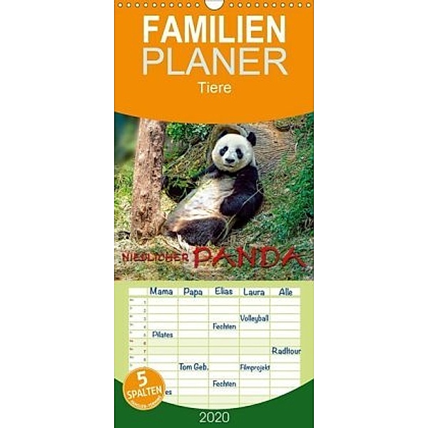 Niedlicher Panda - Familienplaner hoch (Wandkalender 2020 , 21 cm x 45 cm, hoch), Peter Roder