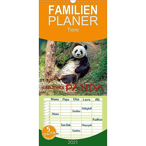 Niedlicher Panda - Familienplaner hoch (Wandkalender 2021 , 21 cm x 45 cm, hoch), Peter Roder