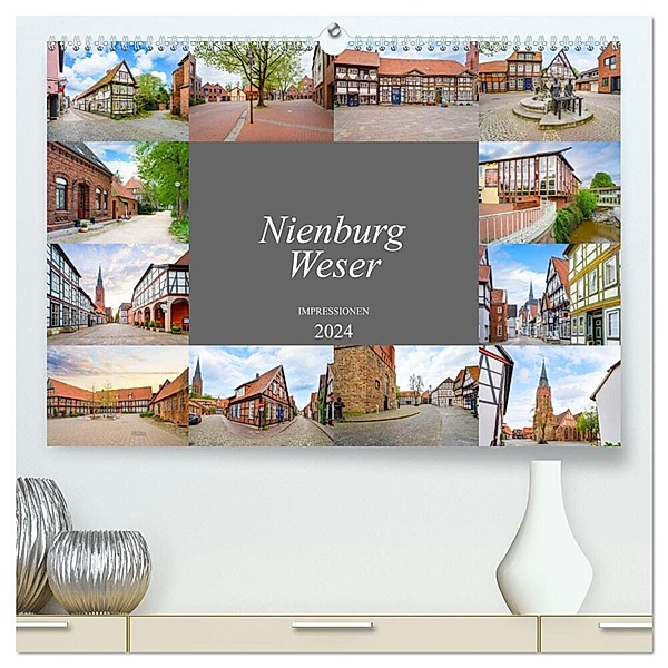 Nienburg Weser Impressionen (hochwertiger Premium Wandkalender 2024 DIN A2 quer), Kunstdruck in Hochglanz, Dirk Meutzner