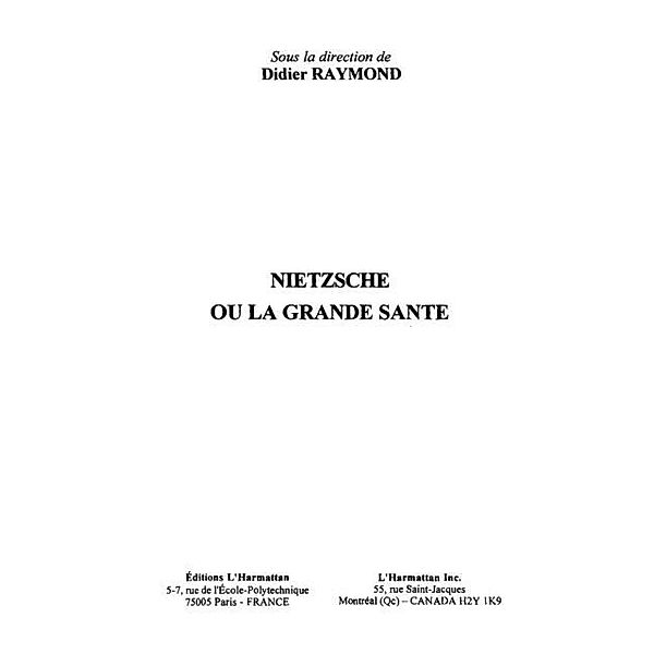 Nietzsche ou la grande sante / Hors-collection, Collectif