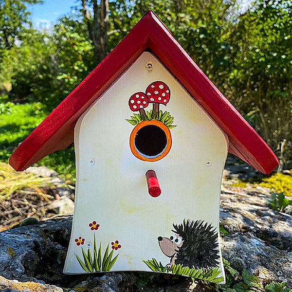 Nistkasten Tiere des Waldes Igel, weiß