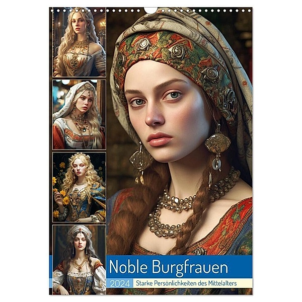 Noble Burgfrauen. Starke Persönlichkeiten des Mittelalters (Wandkalender 2024 DIN A3 hoch), CALVENDO Monatskalender, Rose Hurley
