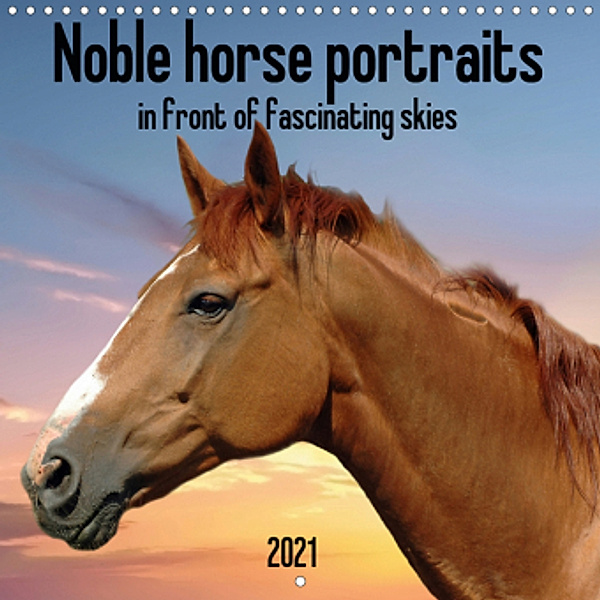 Noble horse portraits in front of fascinating skies (Wall Calendar 2021 300 × 300 mm Square), Claudia Kleemann