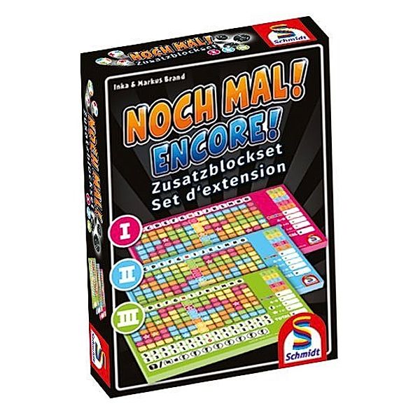 SCHMIDT SPIELE Noch Mal! Zusatzblöcke (Nr. I, II, III), 3 Stück sortiert in Faltschachtel (Spiel)