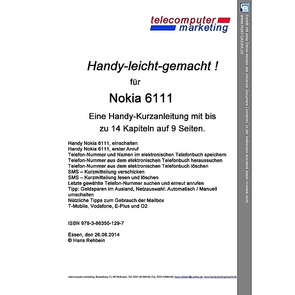 Nokia 6111-leicht-gemacht, Hans Rehbein
