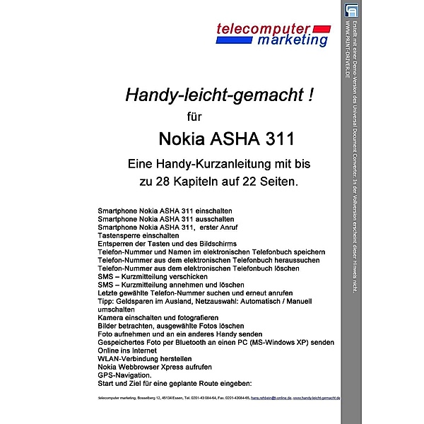 Nokia Asha 311 leicht-gemacht, Hans Rehbein